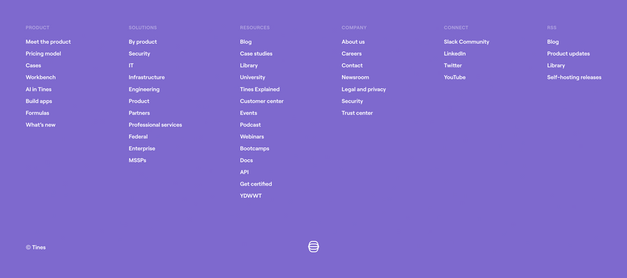 Tines
				footer ui component