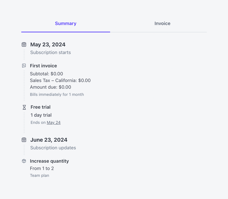 Stripe
				timeline & history ui component