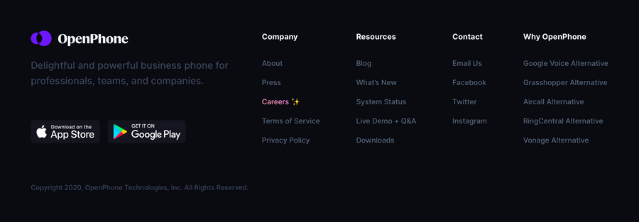 OpenPhone
				footer ui component