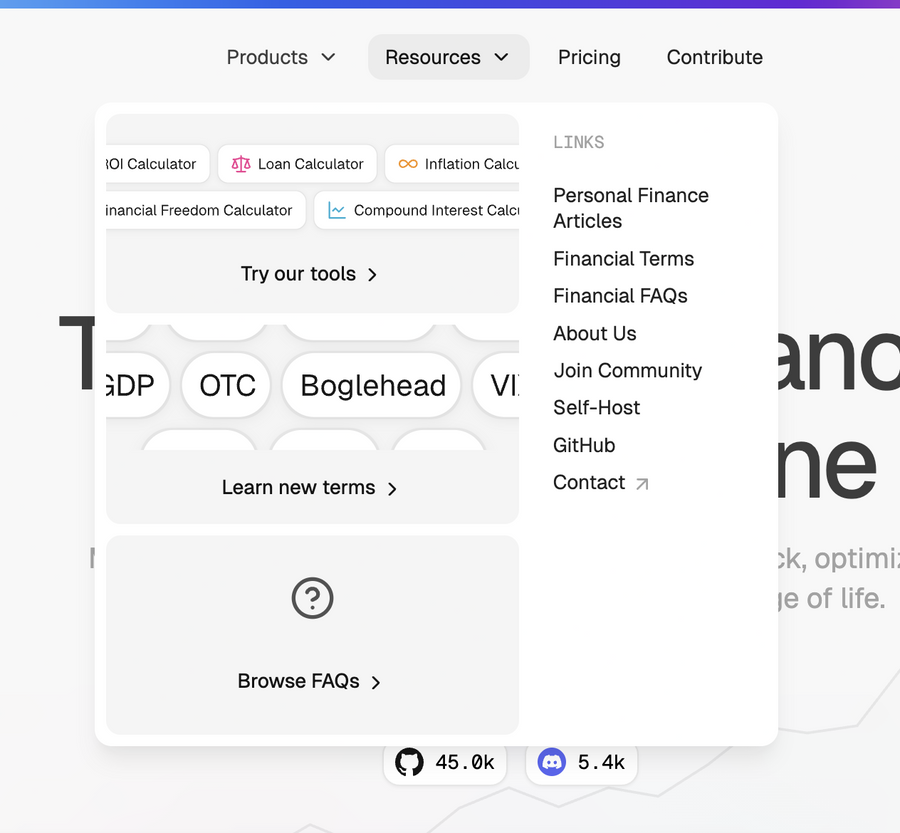Maybe Finance
				dropdown menu ui component