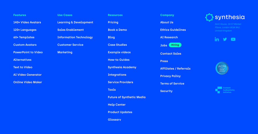 Synthesia
				footer ui component