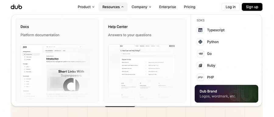 Dub
				flyout menu ui component