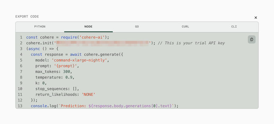 Cohere
				code block ui component