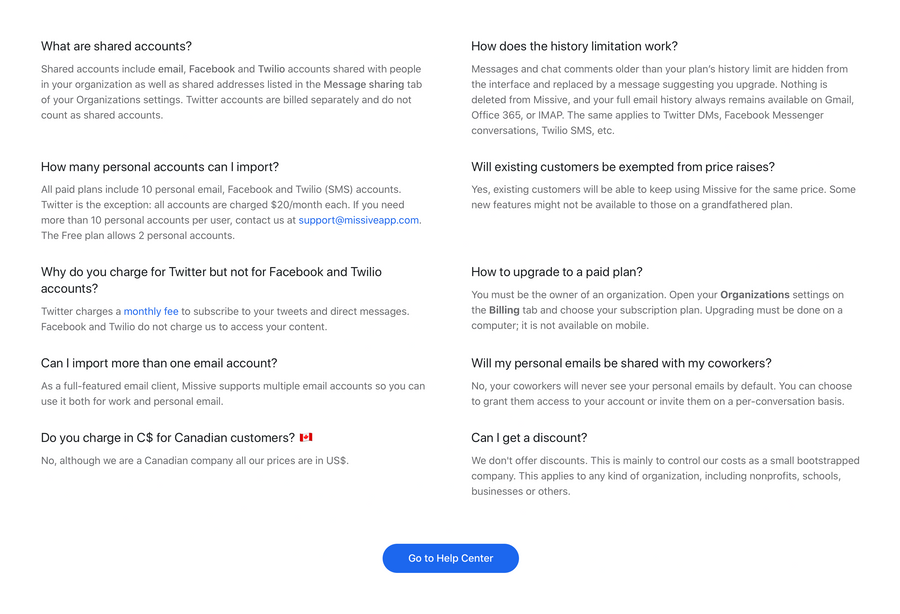 Missive
				faq ui component