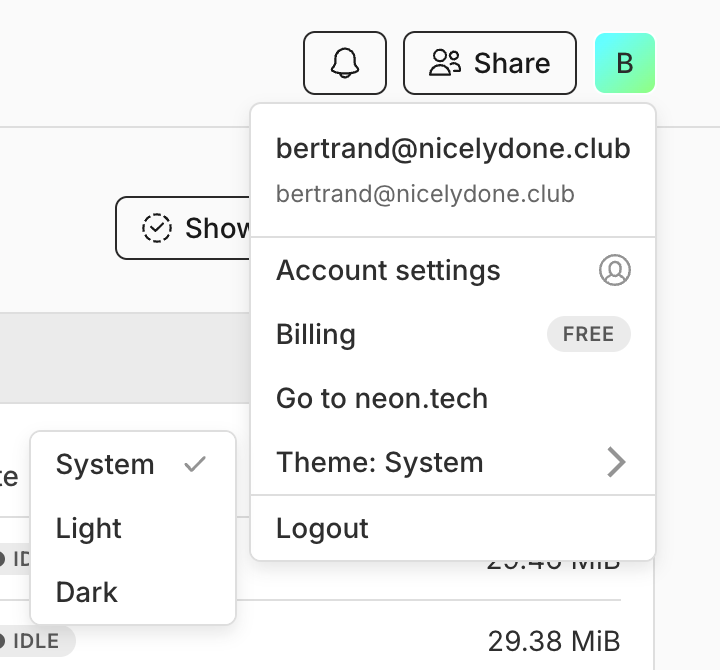 Neon
				theme settings ui component