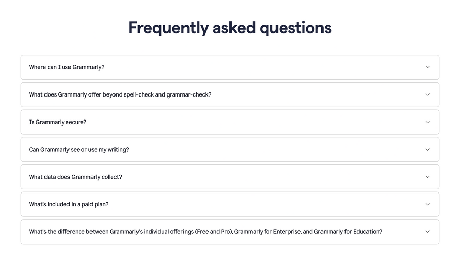 Grammarly
				faq ui component