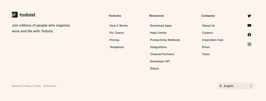 Todoist
				footer ui component
