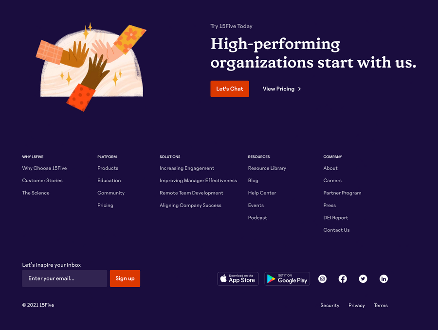 15Five
				footer ui component