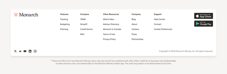Monarch
				footer ui component