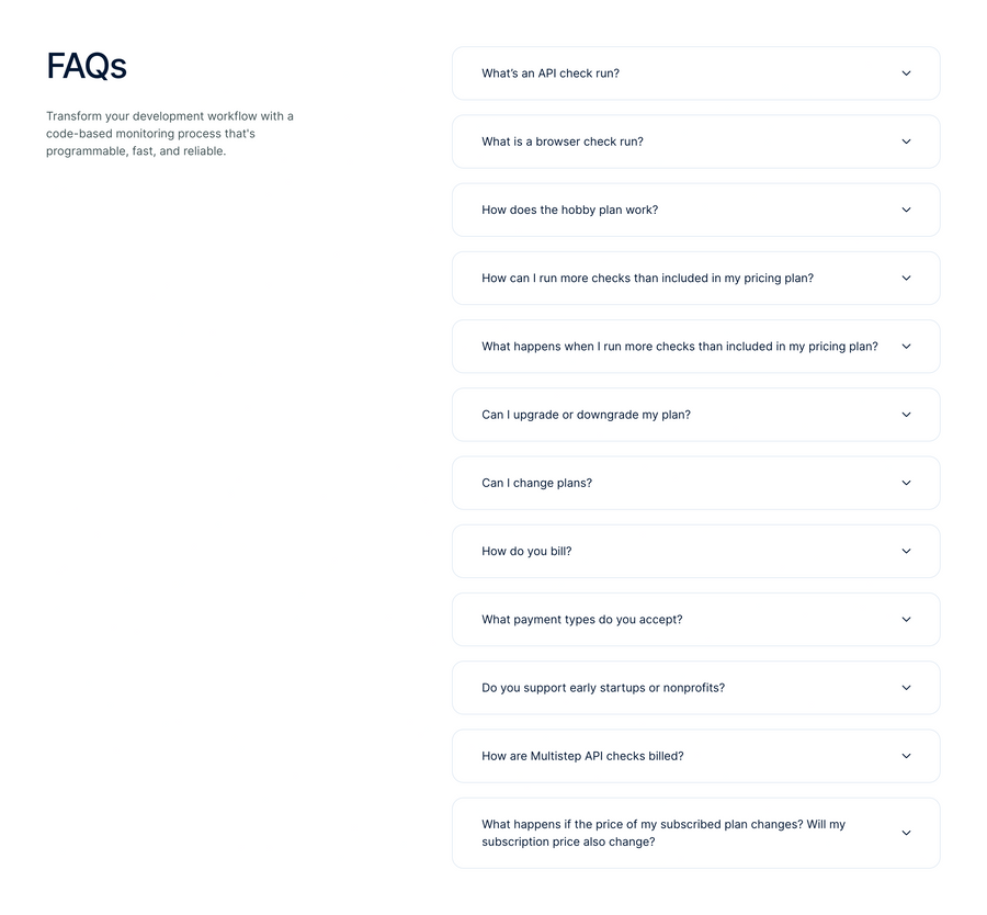 Checkly
				faq ui component