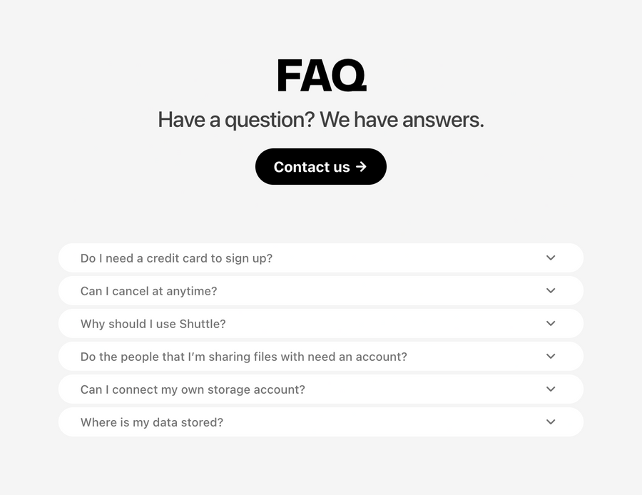 Shuttle
				faq ui component