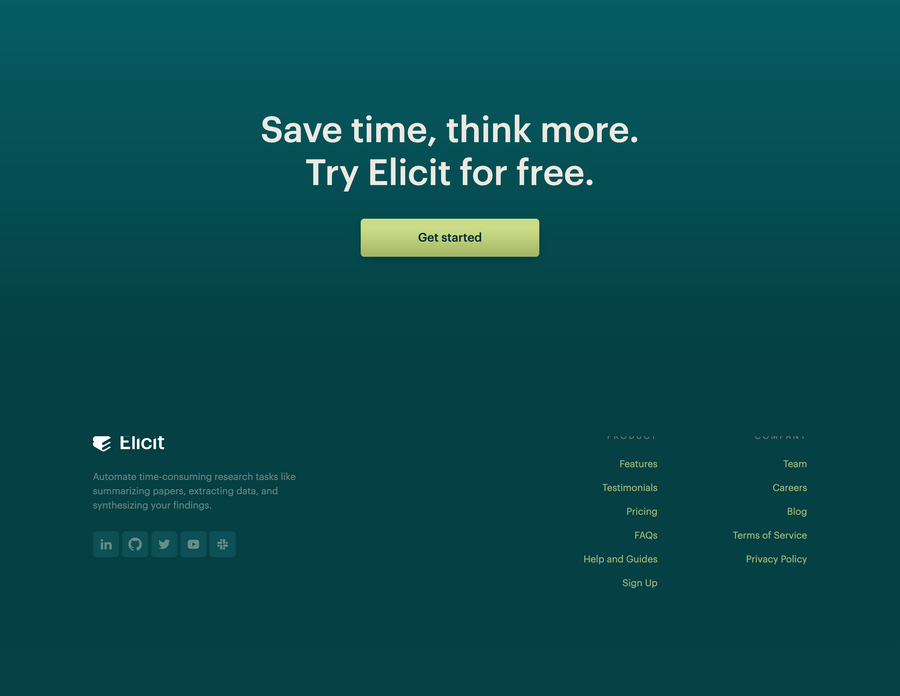 Elicit
				footer ui component