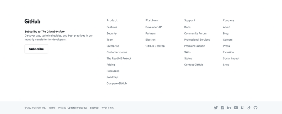 Github
				footer ui component