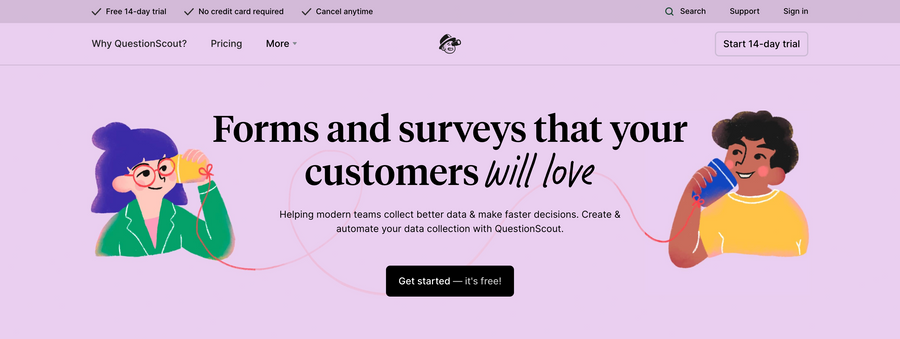 QuestionScout
				hero section ui component