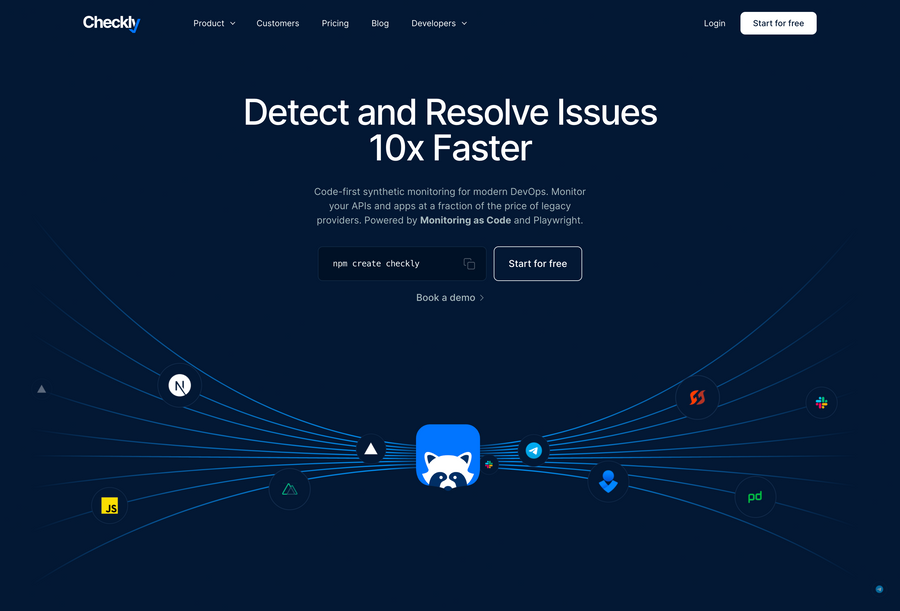 Checkly
				hero section ui component
