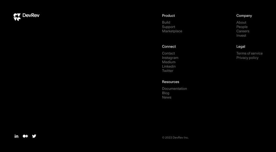 DevRev
				footer ui component