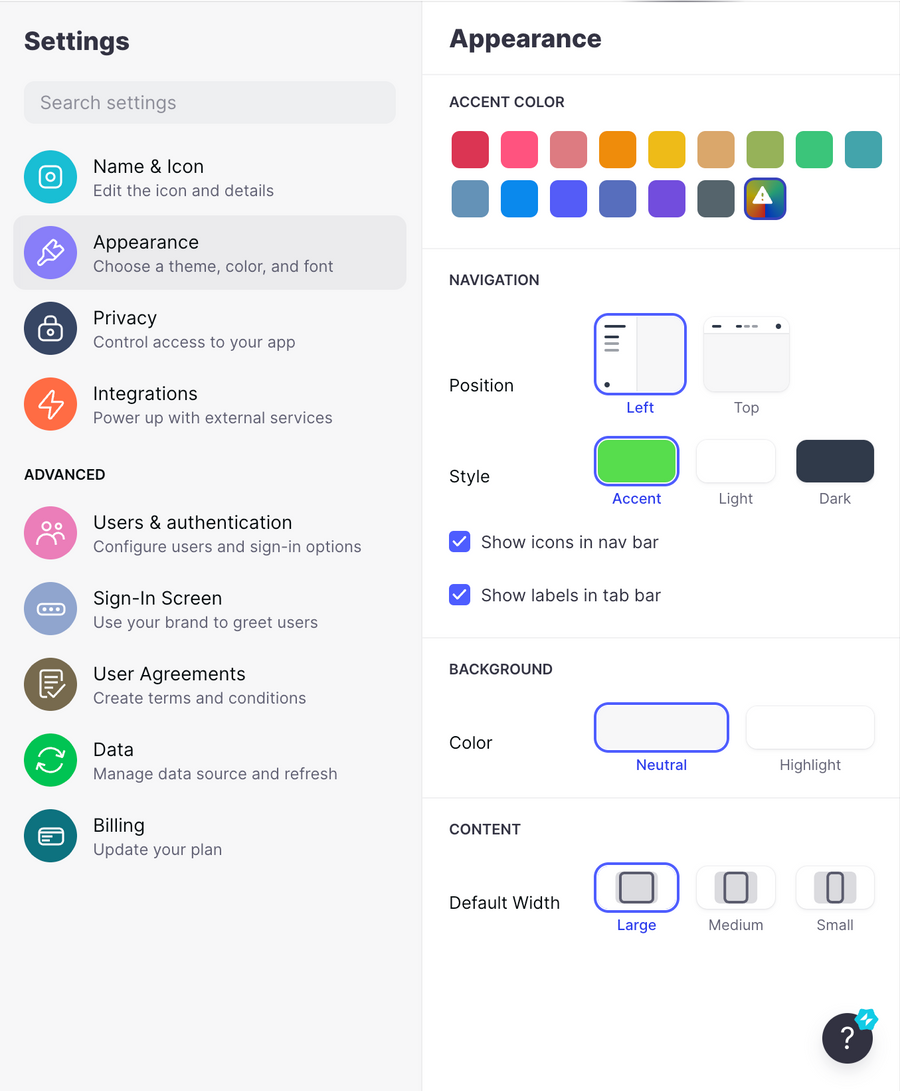 Glide
				vertical navigation ui component