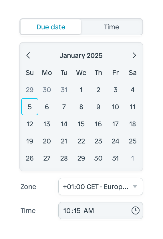 Instant
				datepicker ui component