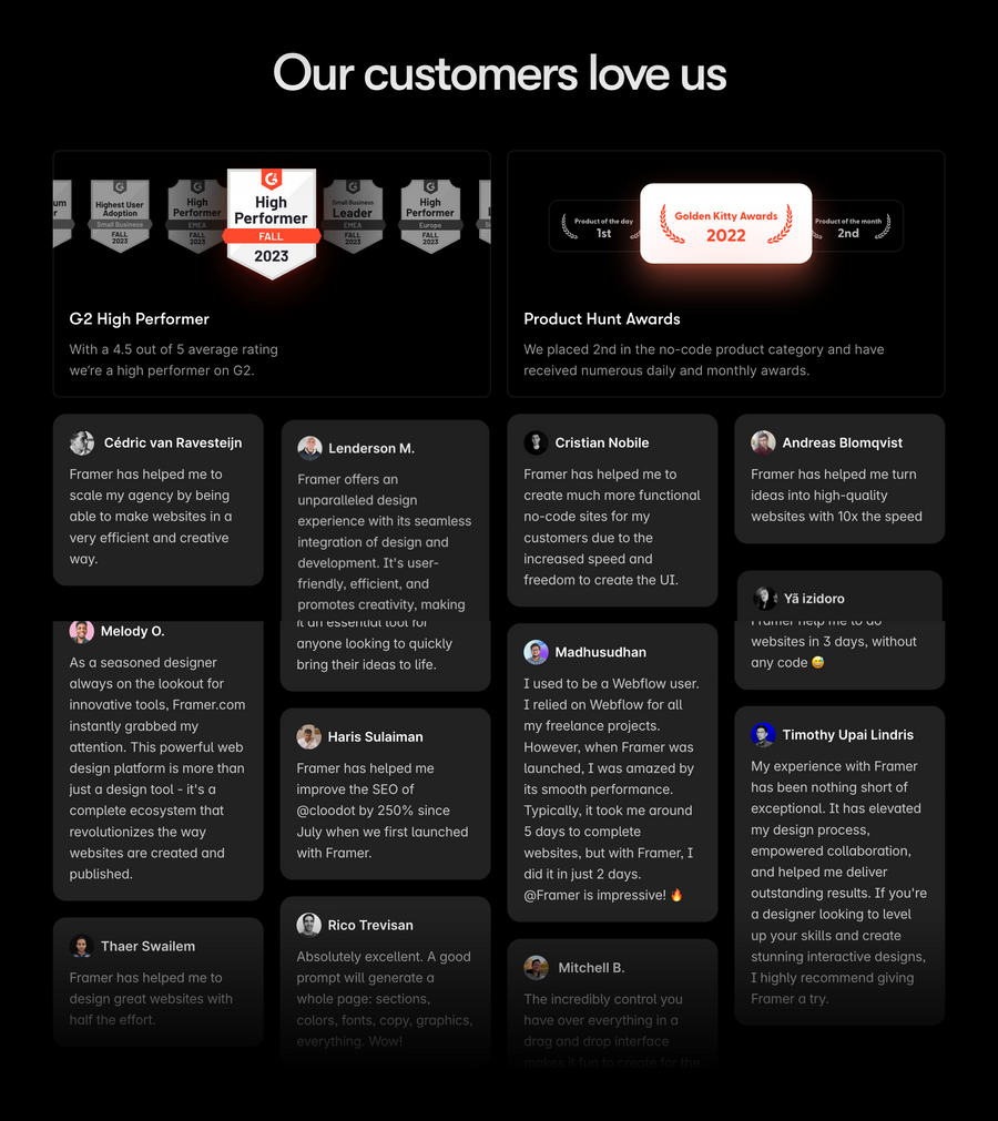 Framer
				testimonial ui component