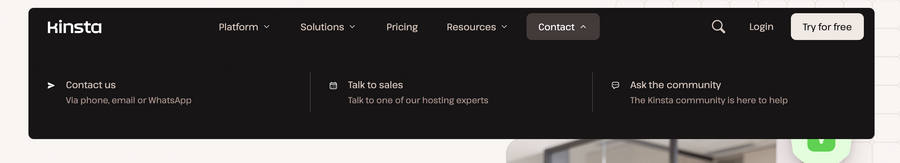 Kinsta
			navigation bar menu ui component
