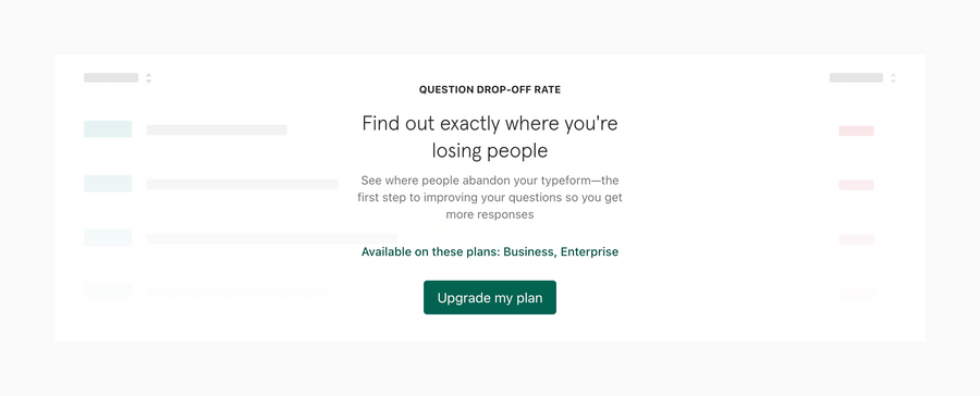 Typeform
				upgrade your plan ui component