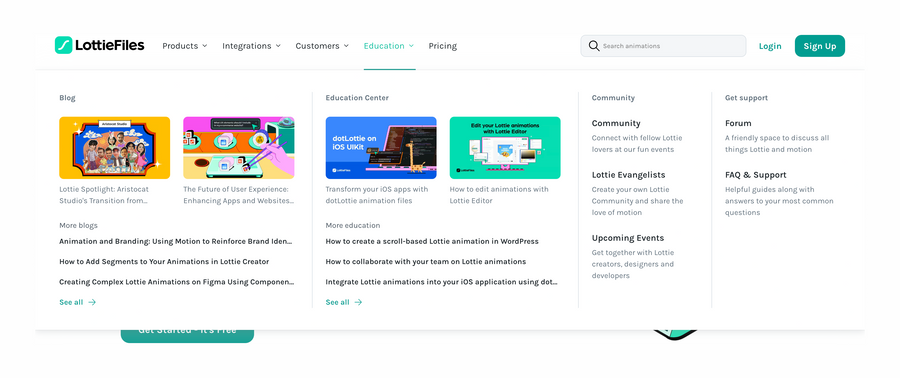 Lottie
				flyout menu ui component