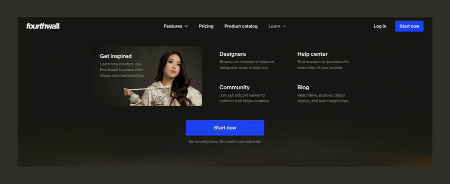 Fourthwall
				flyout menu ui component