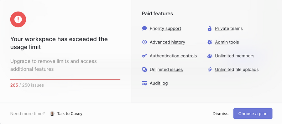 Linear
				upgrade your plan ui component