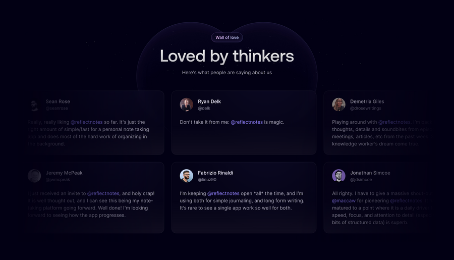 Reflect
				testimonial ui component