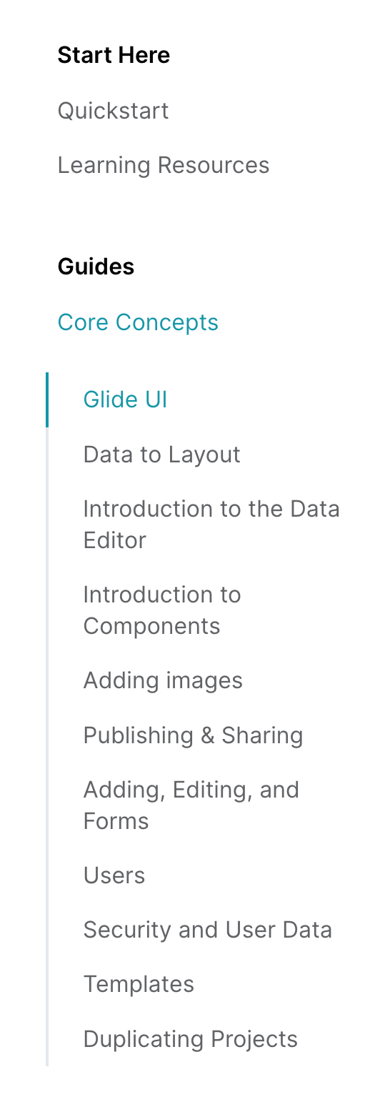 Glide
				vertical navigation ui component