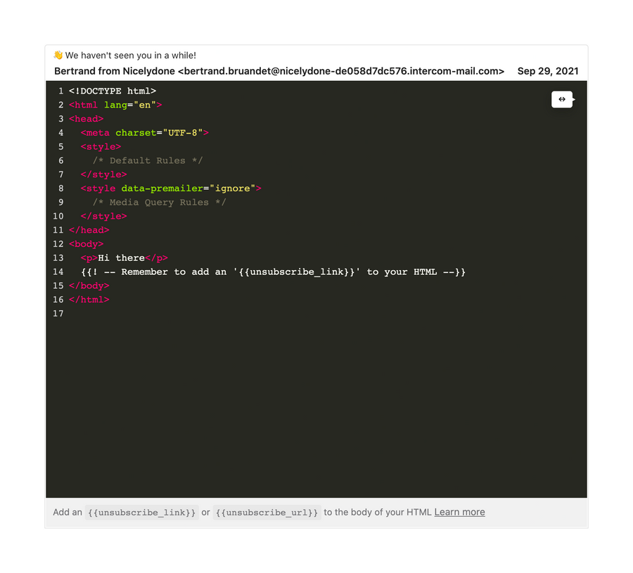 Intercom
				code block ui component