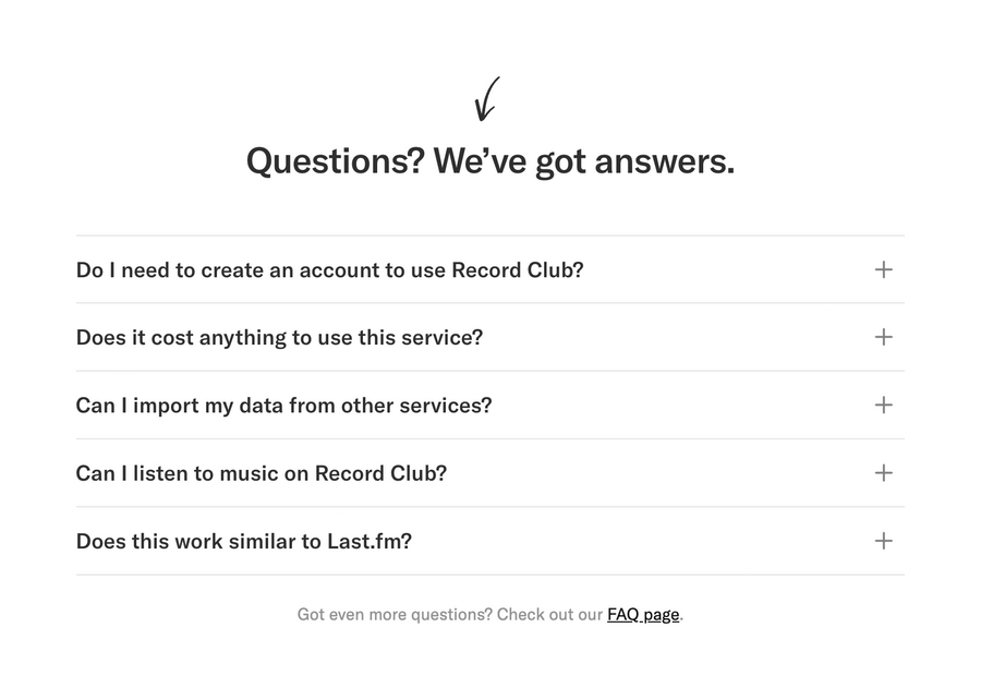 Record club
				faq ui component