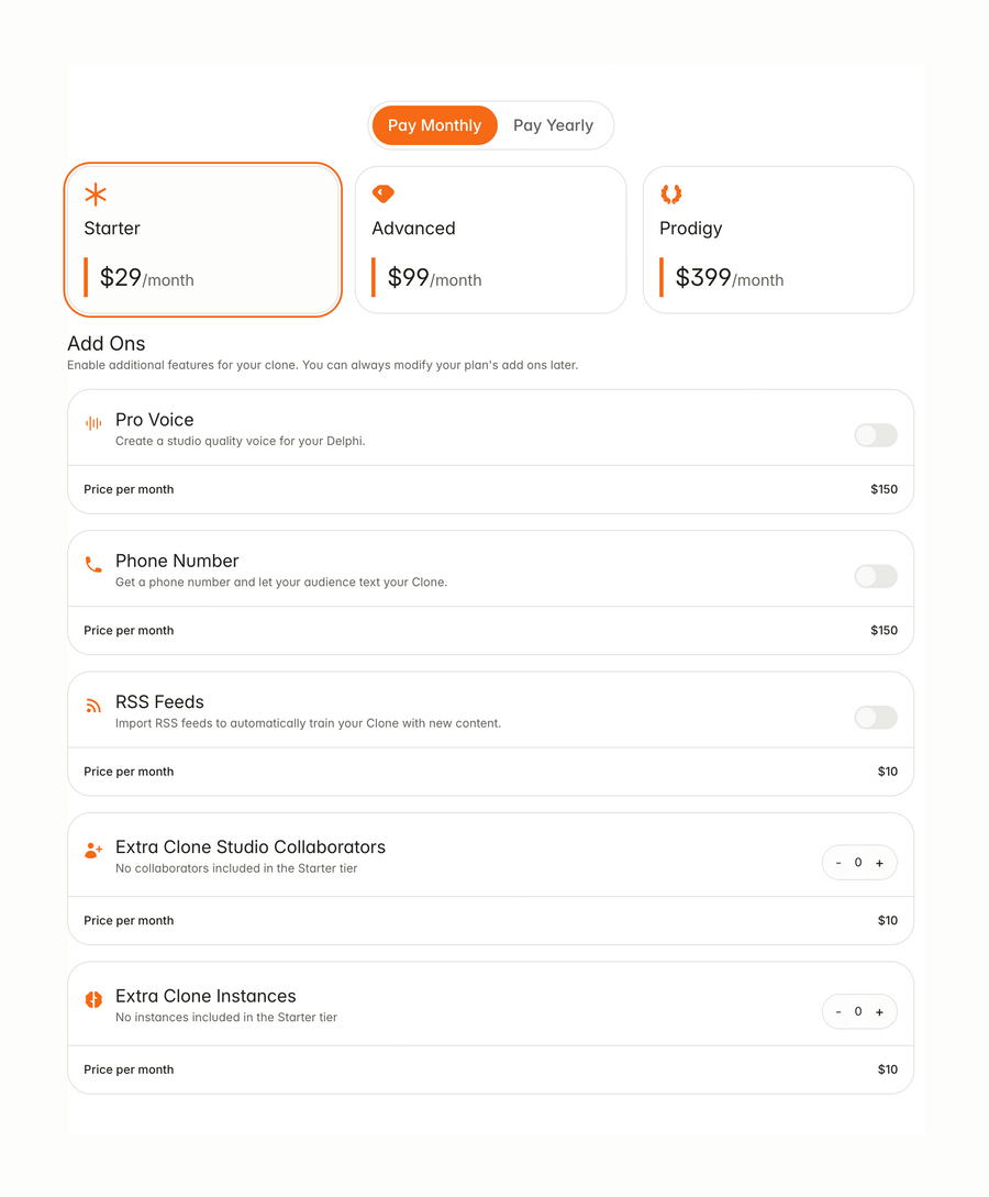 Delphi
				pricing section ui component