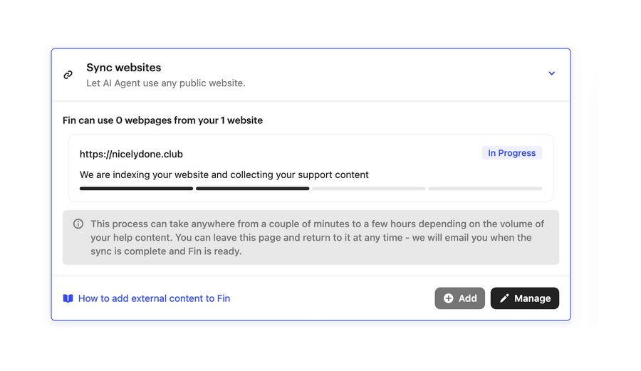 Intercom
				progress indicator ui component