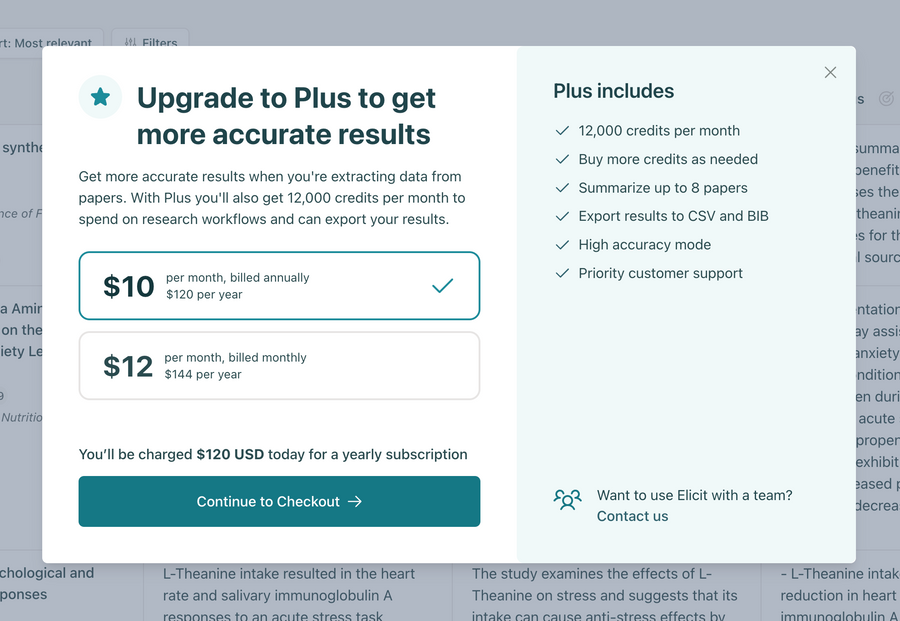 Elicit
				upgrade your plan ui component