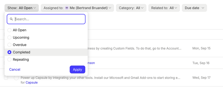Capsule
			search bar task management ui component