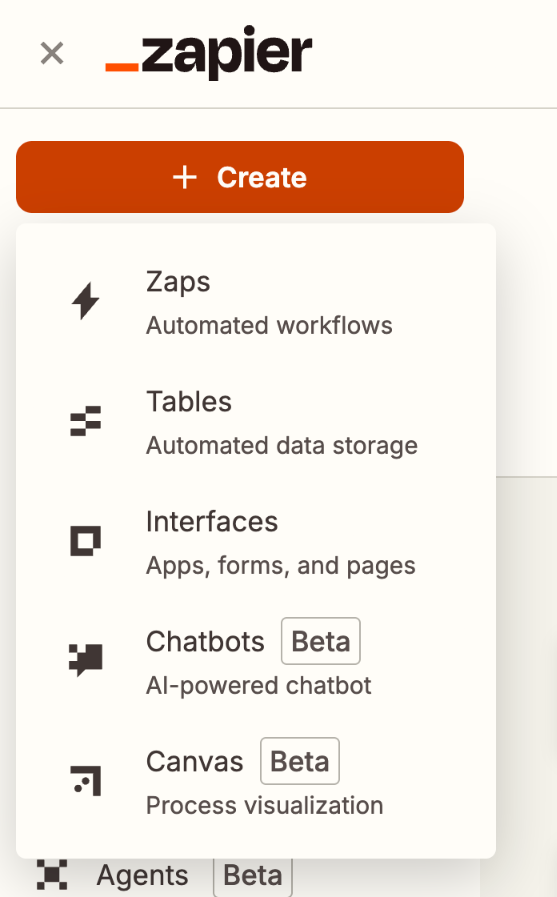 Zapier
				dropdown menu ui component