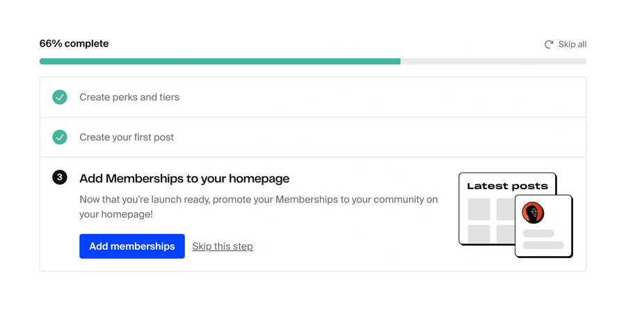 Fourthwall
			onboarding progress tracking progress bar ui component