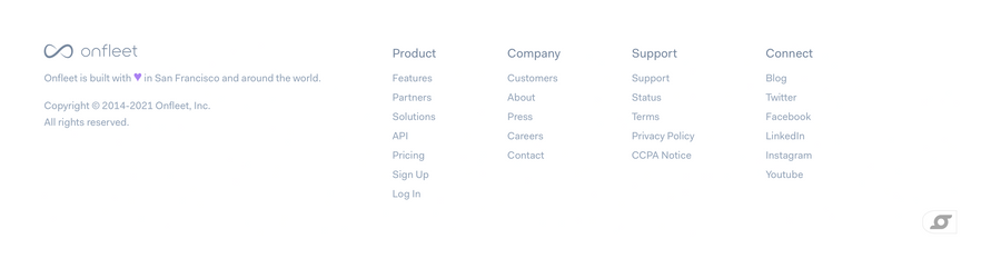 Onfleet
				footer ui component