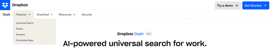Dropbox
				dropdown menu ui component