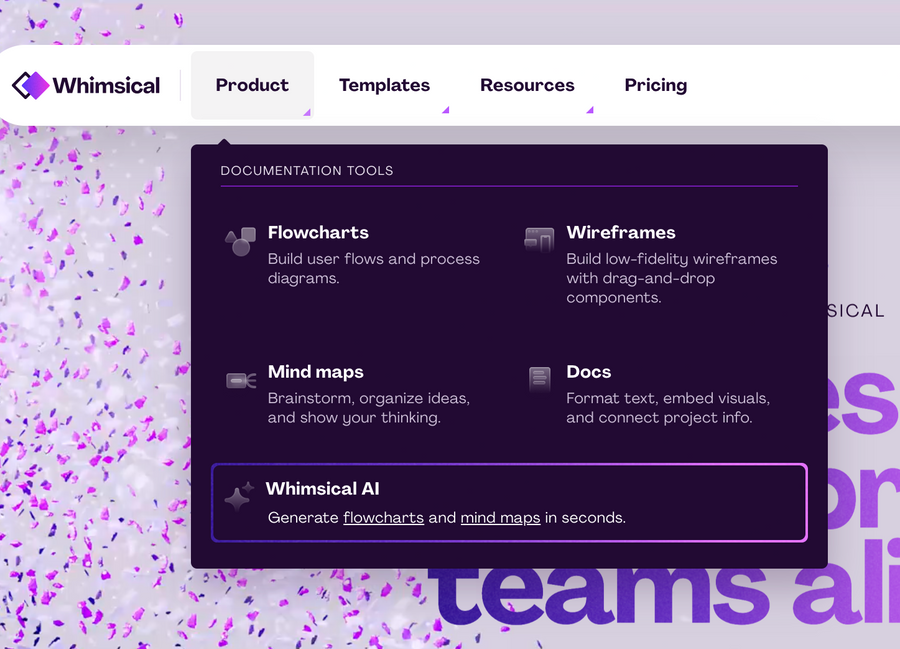 Whimsical
				flyout menu ui component