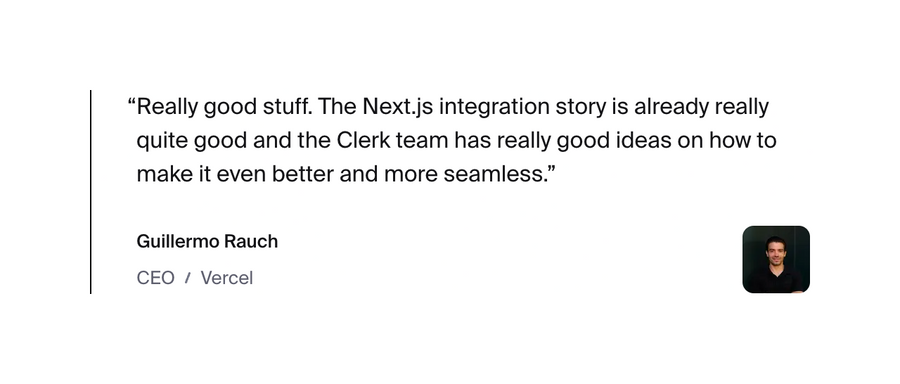 Clerk
				testimonial ui component