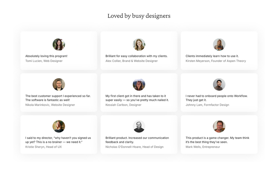Workflow
				testimonial ui component