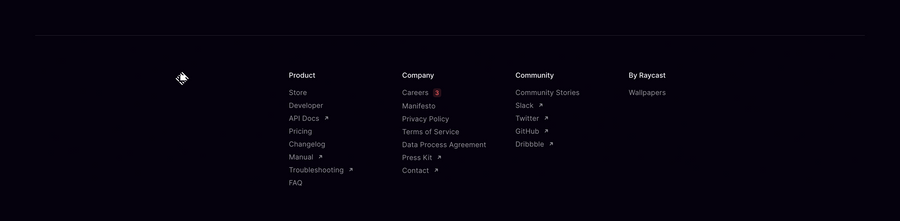 Raycast
				footer ui component