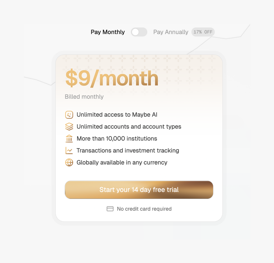 Maybe Finance
				pricing section ui component