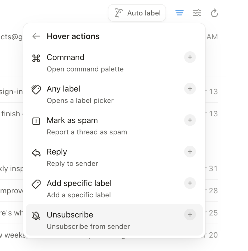 Notion Mail
				dropdown menu ui component