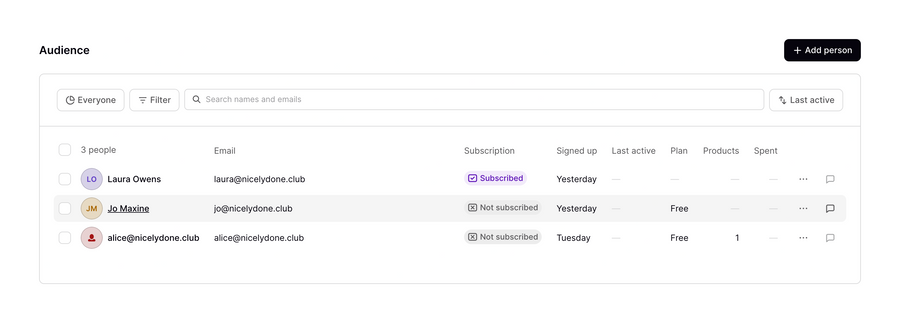 Podia
				table ui component