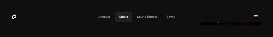 Epidemic Sound
				horizontal navigation ui component