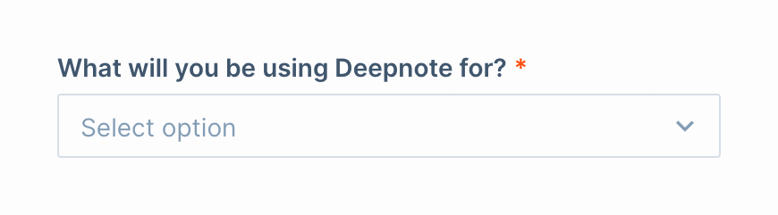 Deepnote
				input select ui component