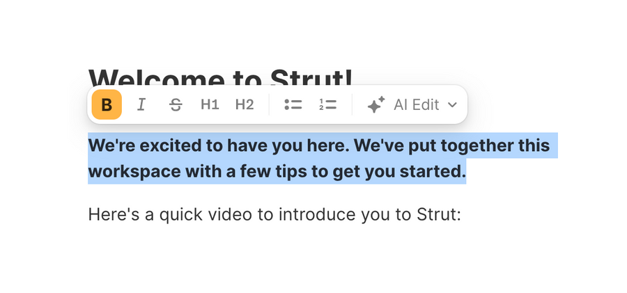 Strut
				rich text editor ui component